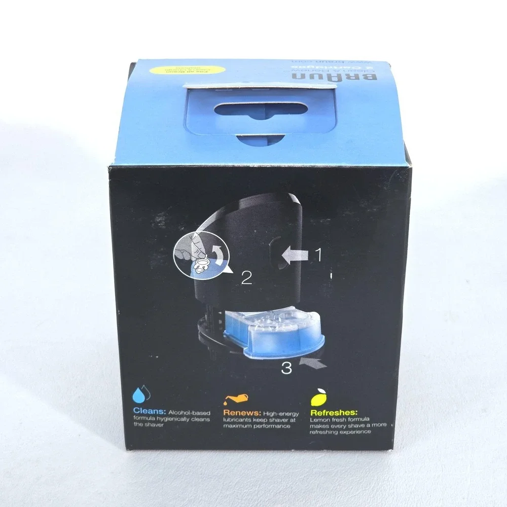 Braun Clean Renew Refill Lemon Fresh Cleaning Fluid 2 Cartridges New Shelf Pull